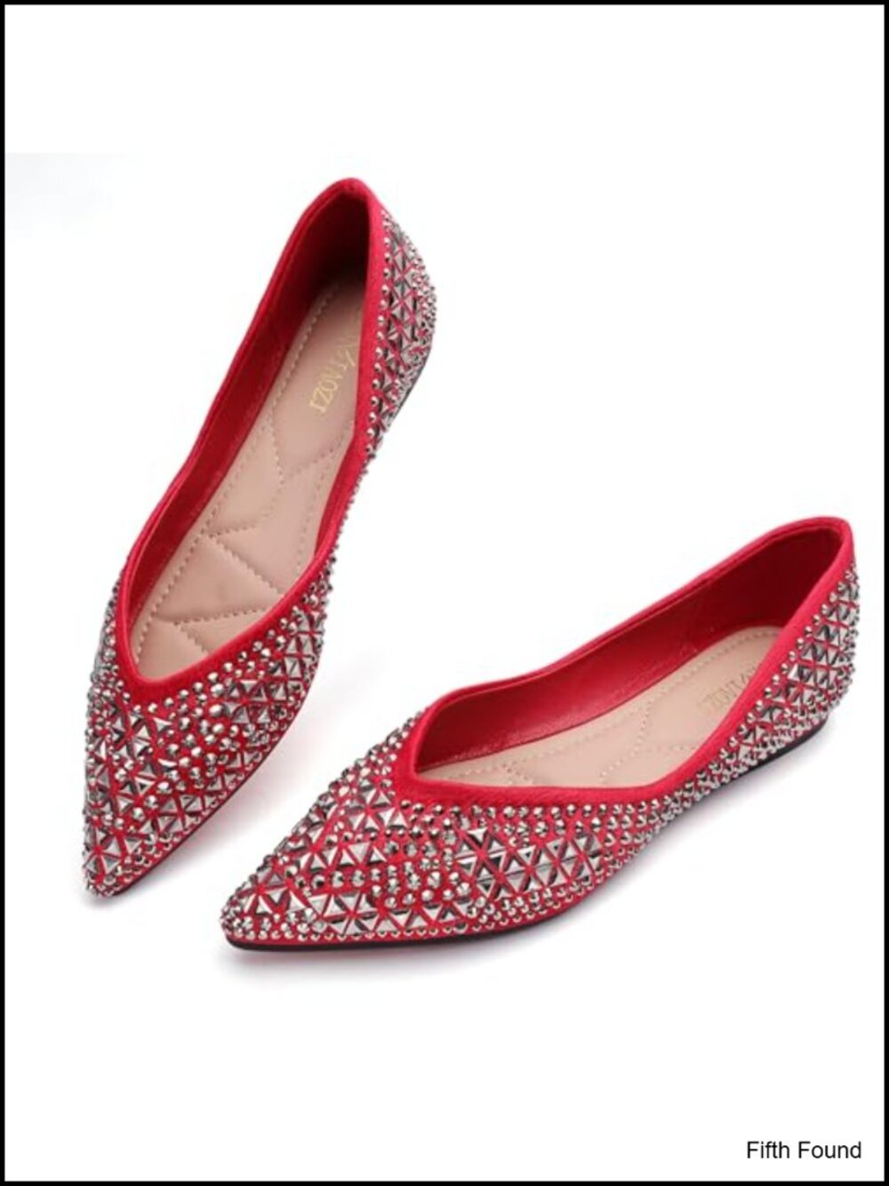 Rhinestone Pointed Toe Ballet Flats Memory Foam Insole Women's Dress Shoes